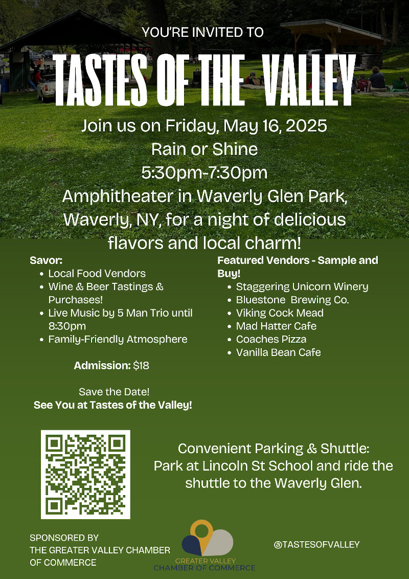 Tastes Of the Valley May 16th - Call for details